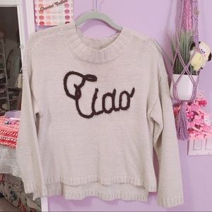 WILDFOX Ciao Bella Cream Sweater Pullover M